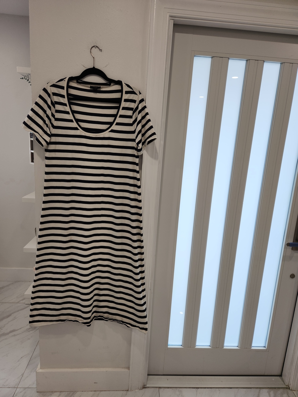 J Crew Black & White Striped Scoop Neck Women's Dress